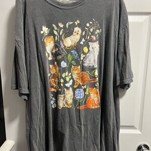 Comfort Colors Charcoal Cat Graphic Tee